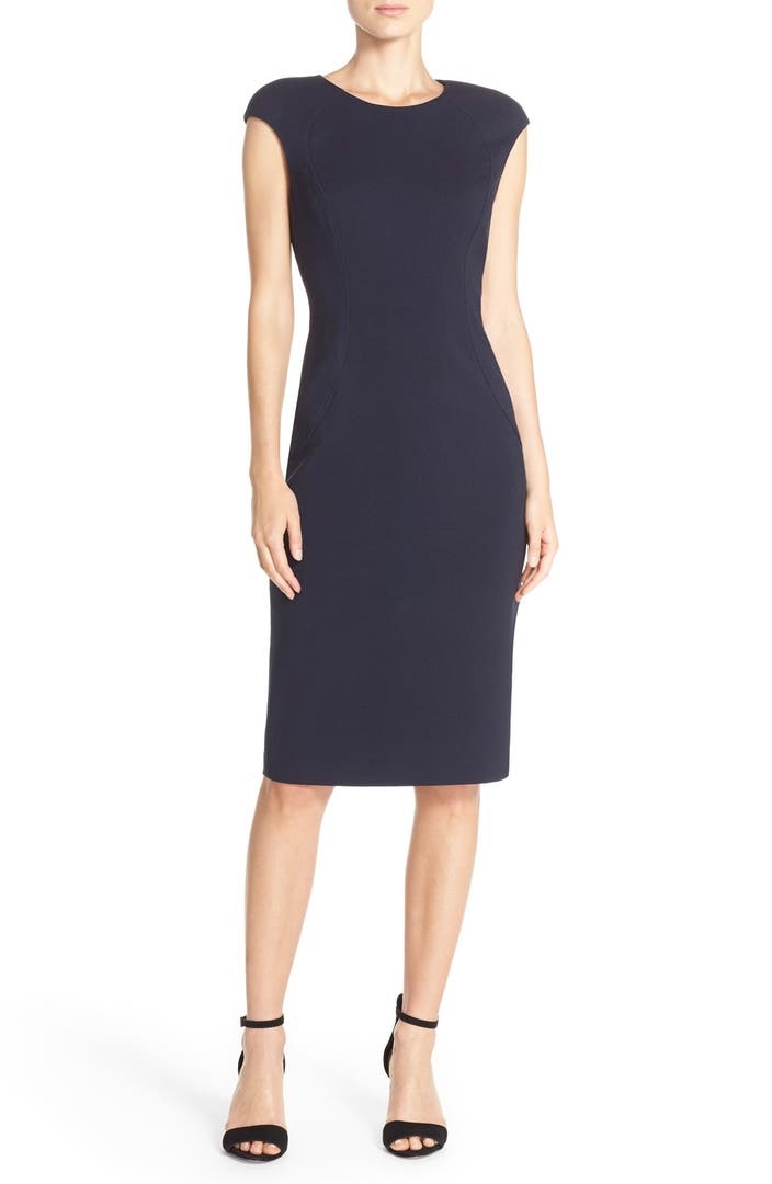 Eliza J Cap Sleeve Crepe Sheath Dress (Regular & Petite) | Nordstrom