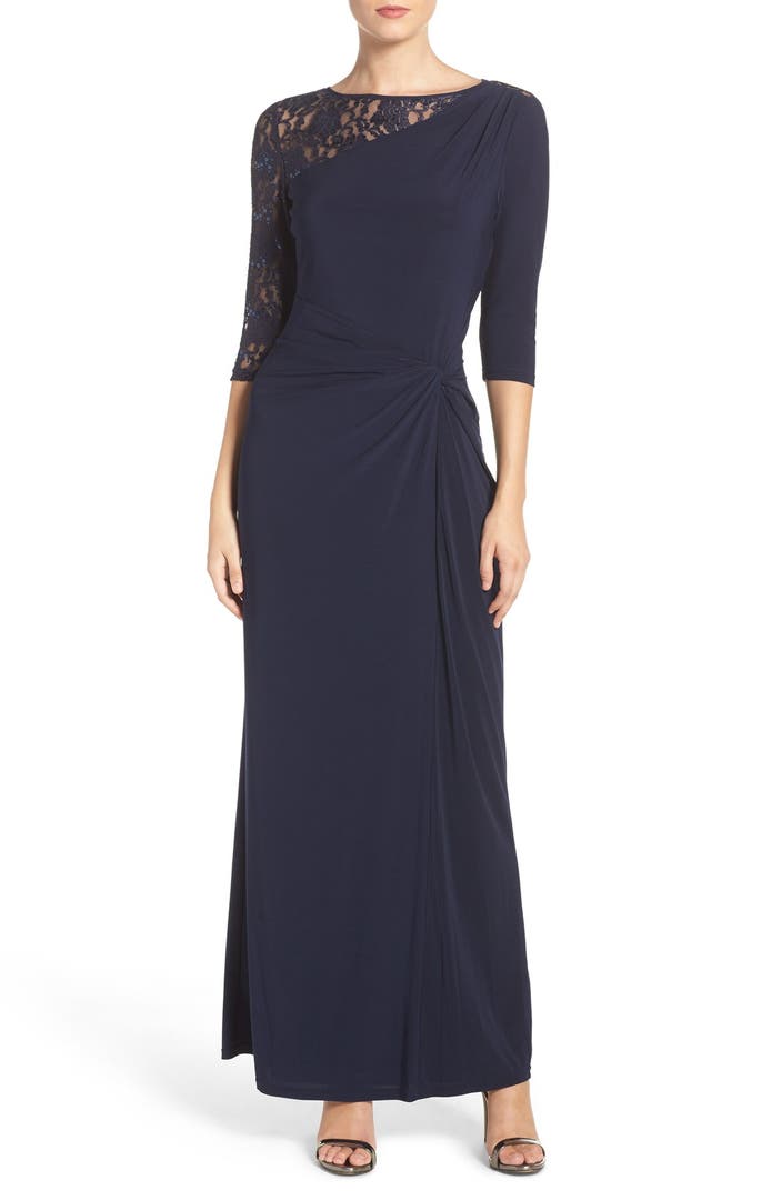 Ellen Tracy Sequin Lace & Jersey Gown | Nordstrom