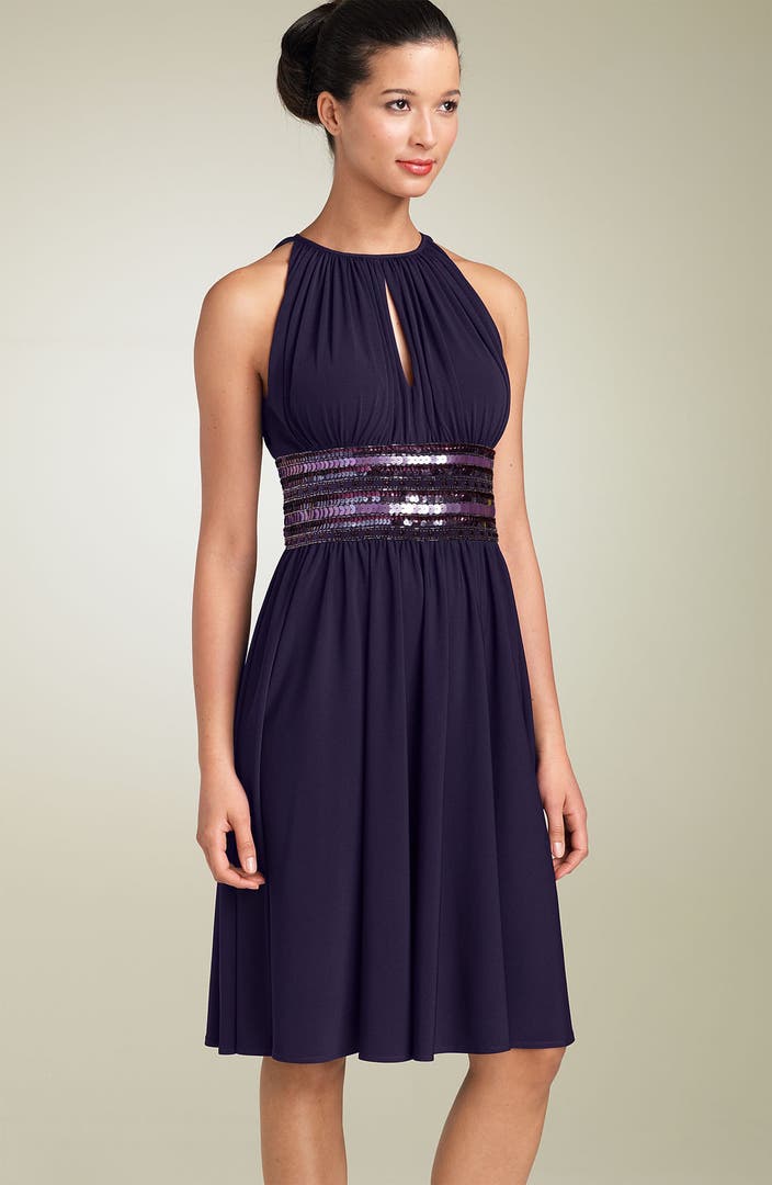 JS Boutique Embellished Matte Jersey Halter Dress (Petite) | Nordstrom