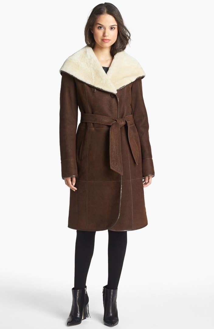 Autunno Genuine Shearling Hooded Long Coat | Nordstrom