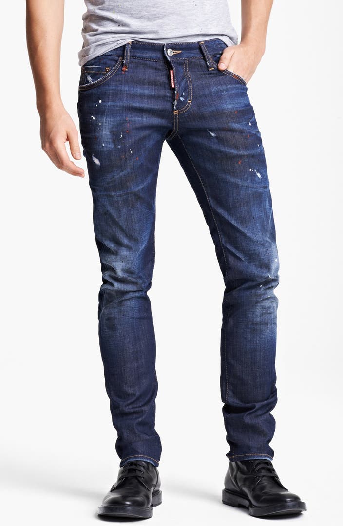 Dsquared2 Paint Splattered Slim Fit Jeans (Blue) | Nordstrom