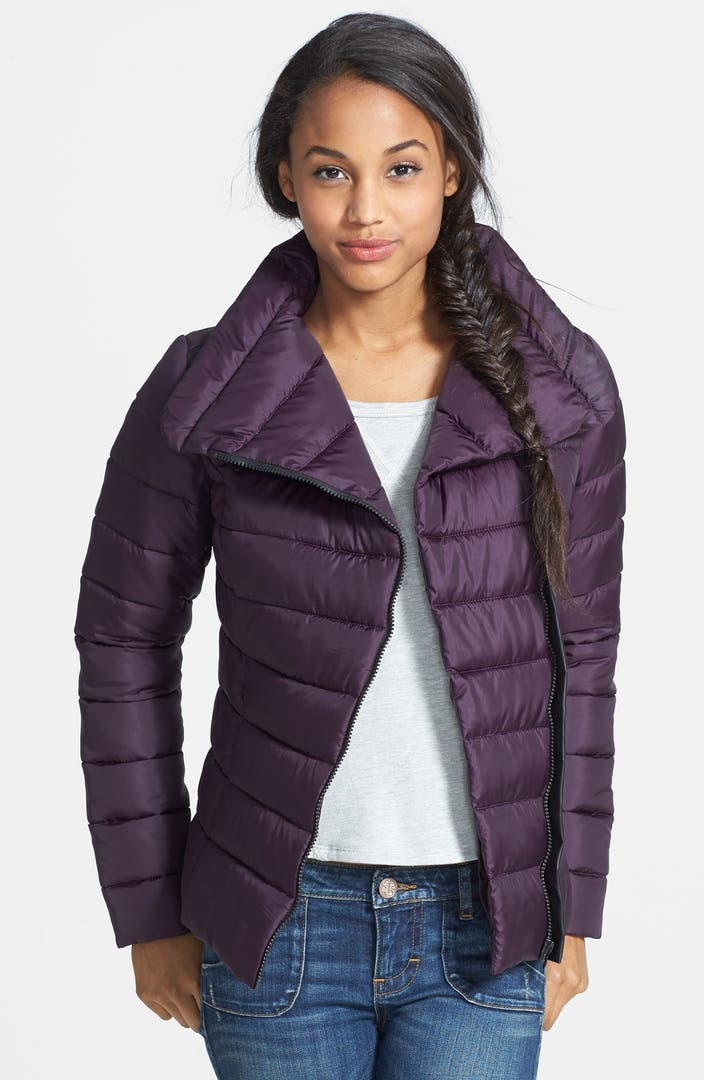 Krush Faux Leather Trim Puffer Coat (Juniors) (Online Only) | Nordstrom