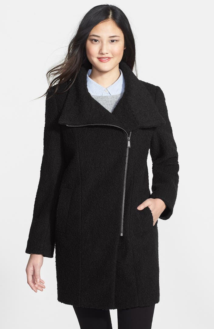DKNY Asymmetric Zip Bouclé Coat (Online Only) | Nordstrom
