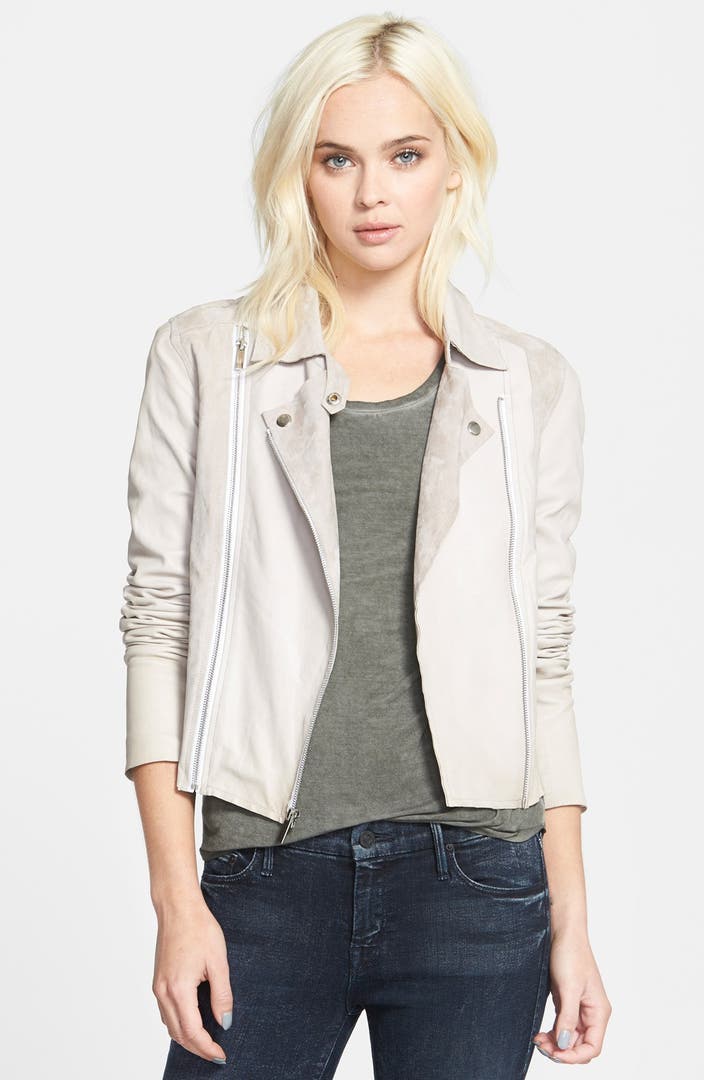 Paige Denim 'Silvie' Suede & Leather Moto Jacket | Nordstrom