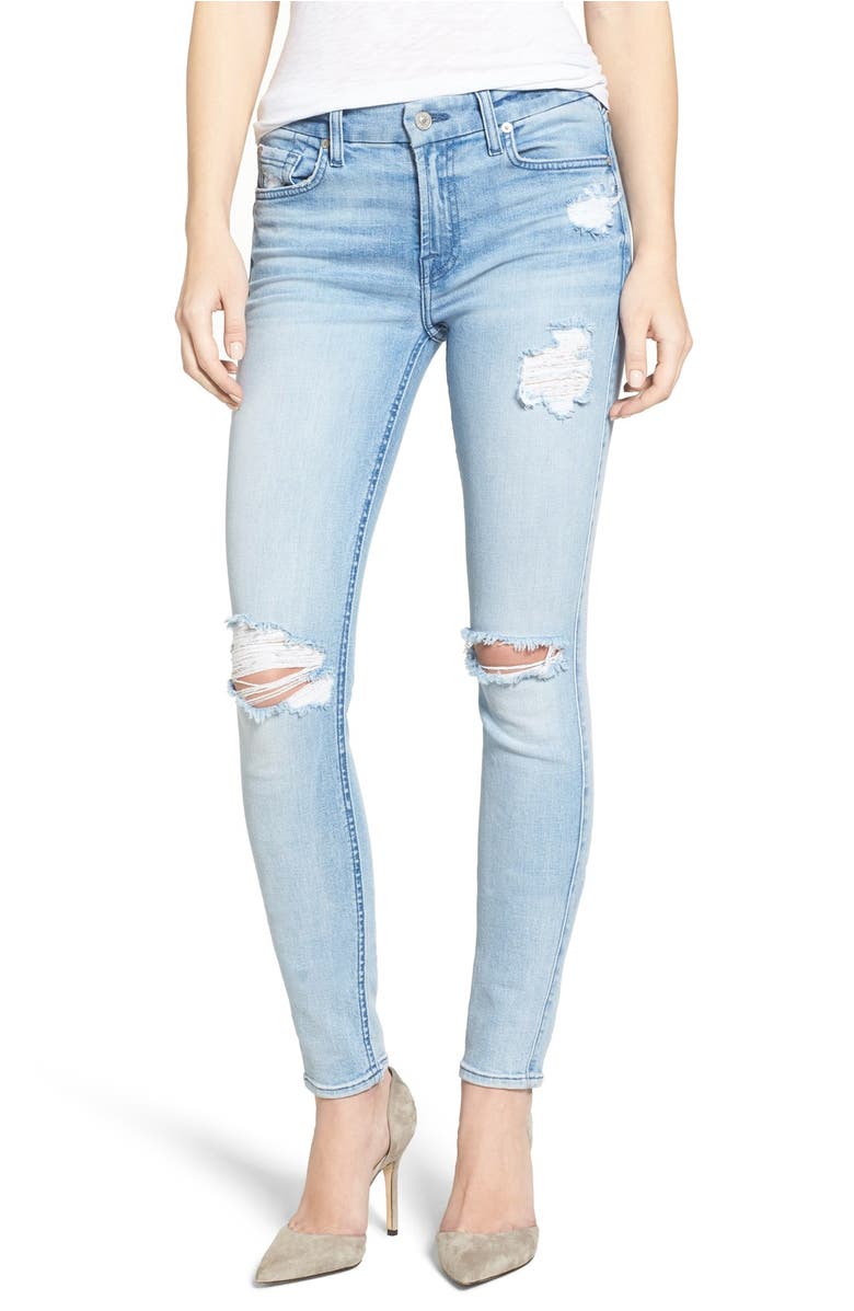 7 For All Mankind® Ripped Skinny Jeans (Bright Bristol) | Nordstrom