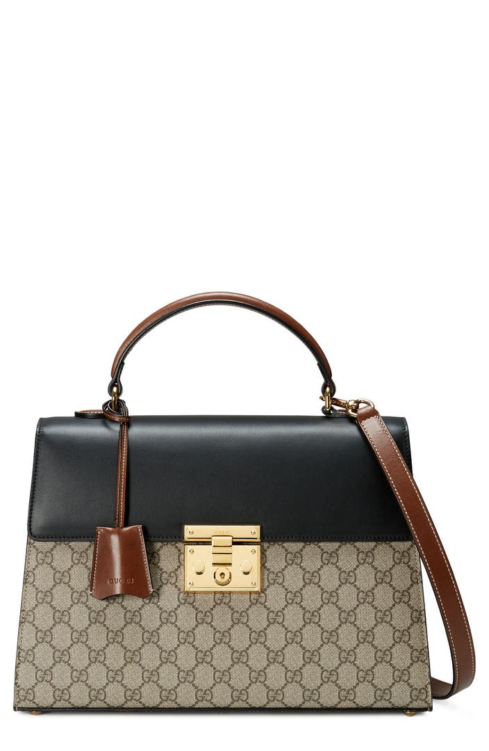 Gucci Medium Padlock Top Handle GG Supreme Canvas & Leather Bag | Nordstrom