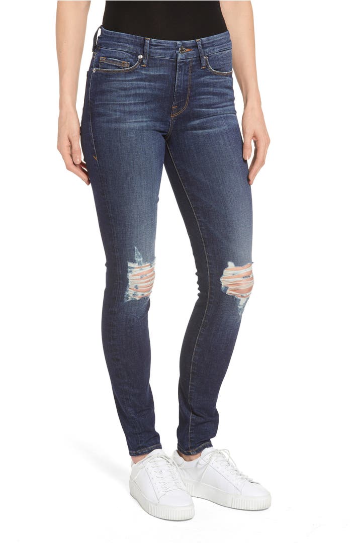 Main Image - Good American Good Legs Ripped Skinny Jeans (Blue 081) (Extended Sizes)