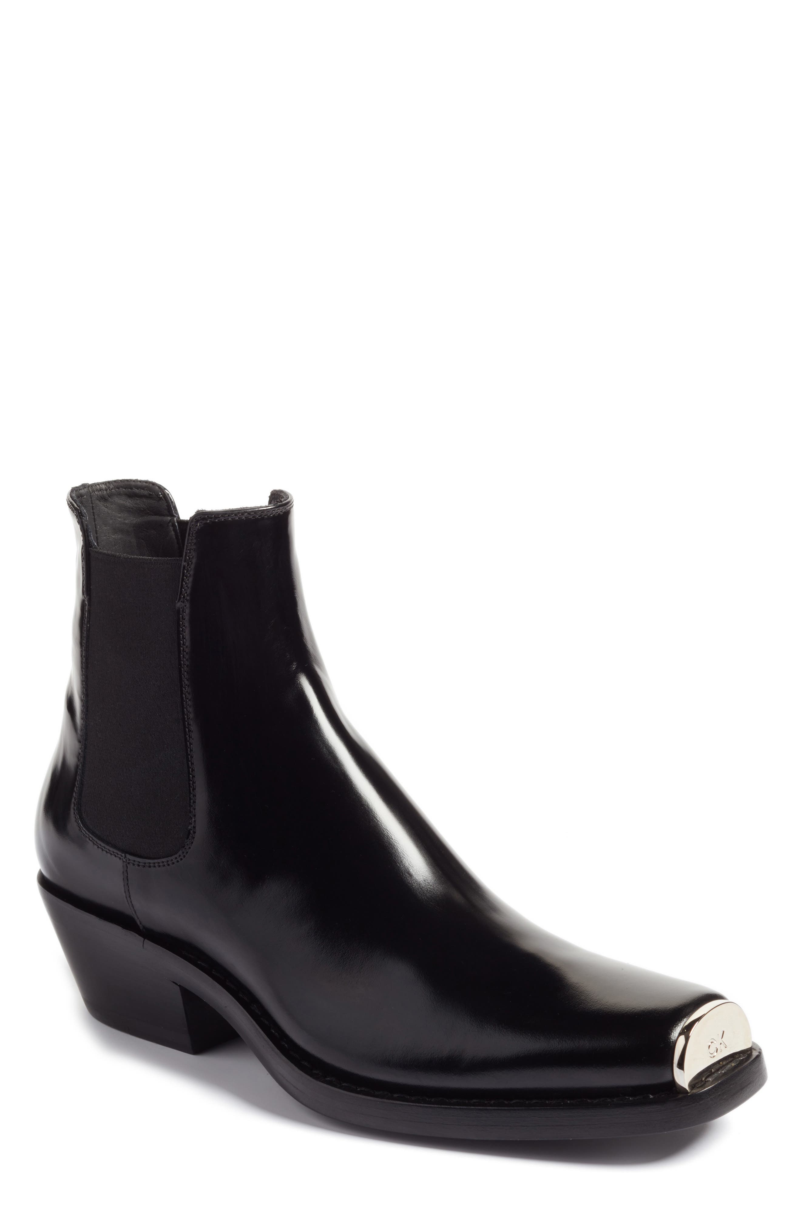 CALVIN KLEIN 205W39NYC WESTERN CLAIRE LEATHER ANKLE BOOTS, BLACK ...