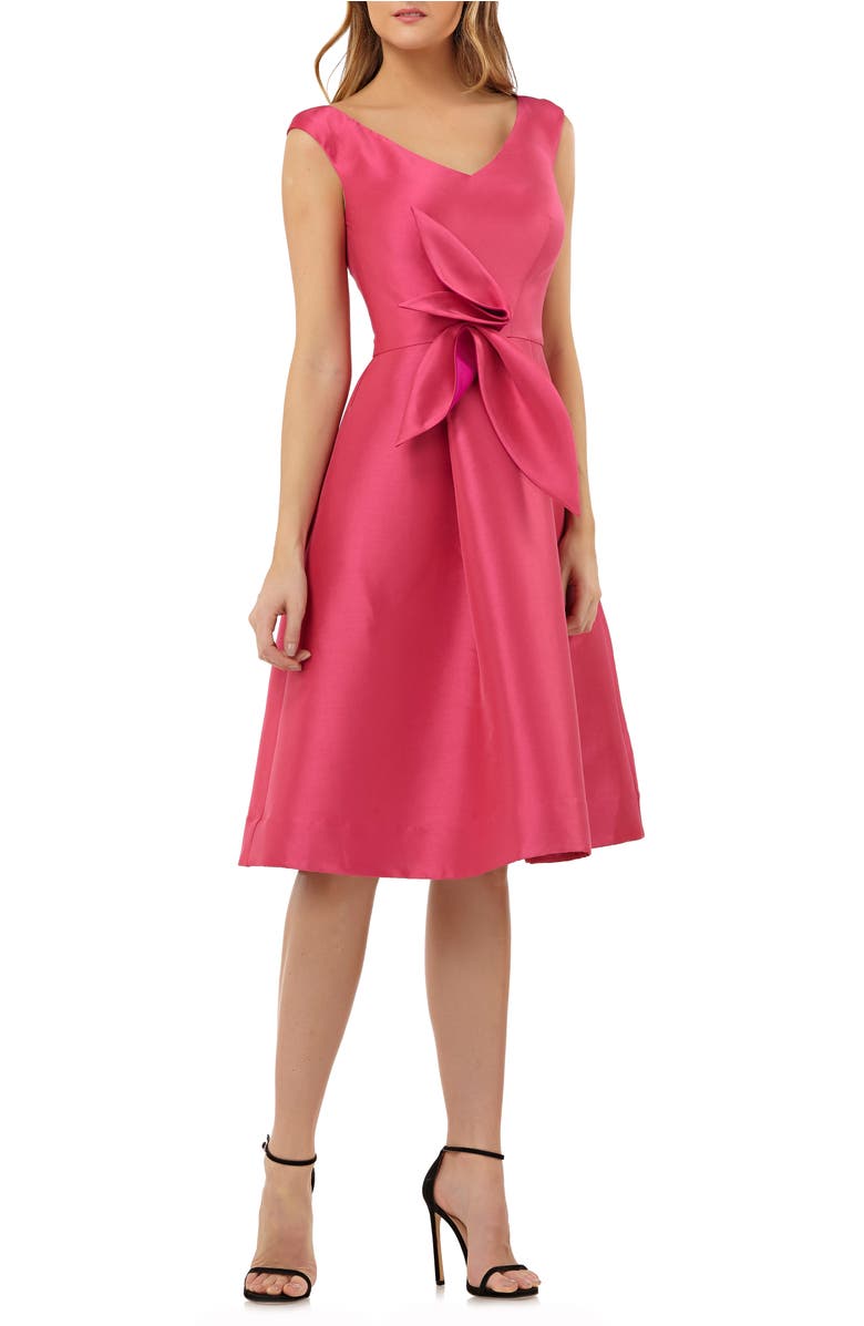 Kay Unger Sleeveless Stretch Mikado Fit & Flare Dress In Pink | ModeSens