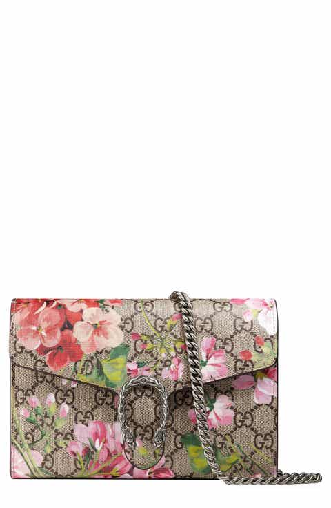 Gucci Blooms GG Supreme Canvas Wallet on a Chain
