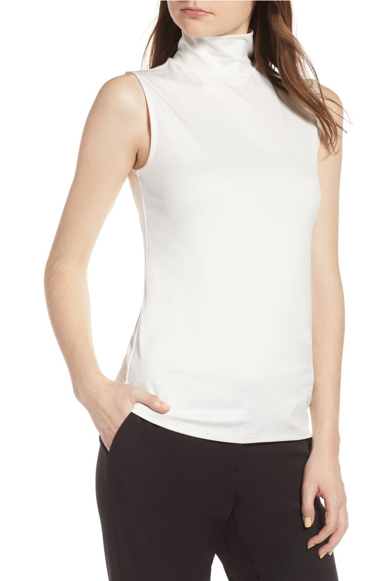 Mock Neck Shell Top,
                        Main,
                        color, Ivory Cloud