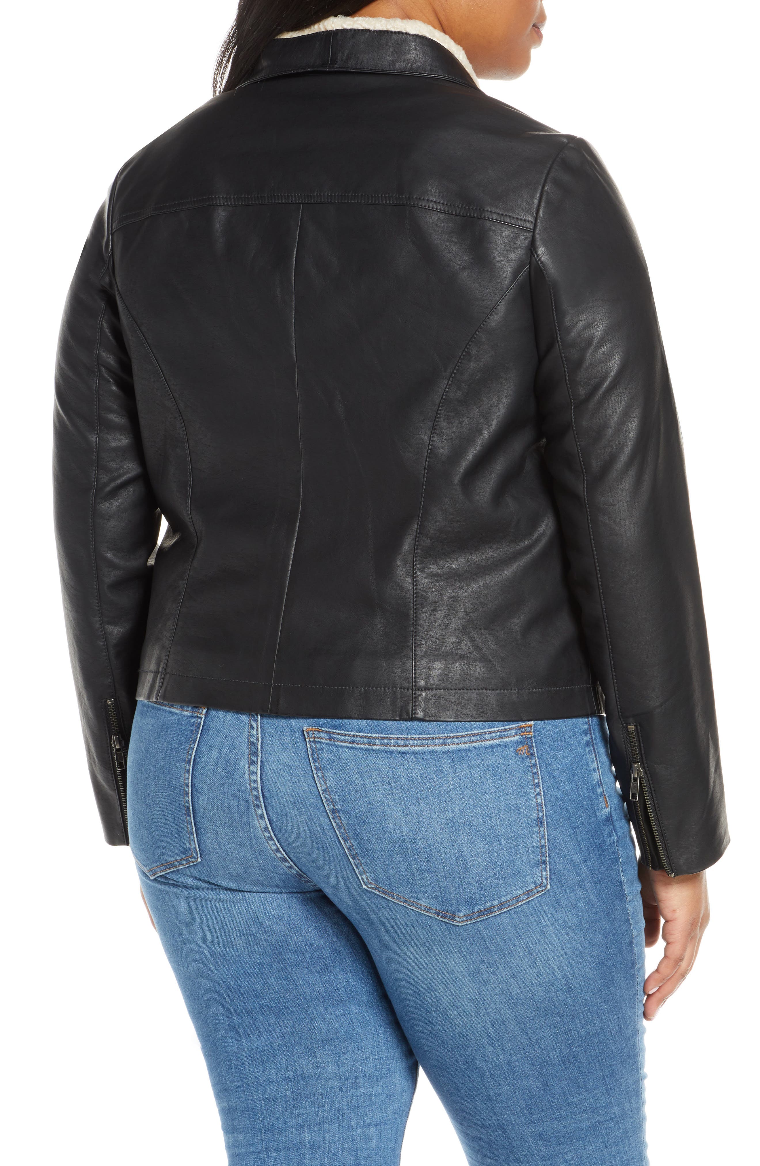 caslon leather moto jacket with removable hood