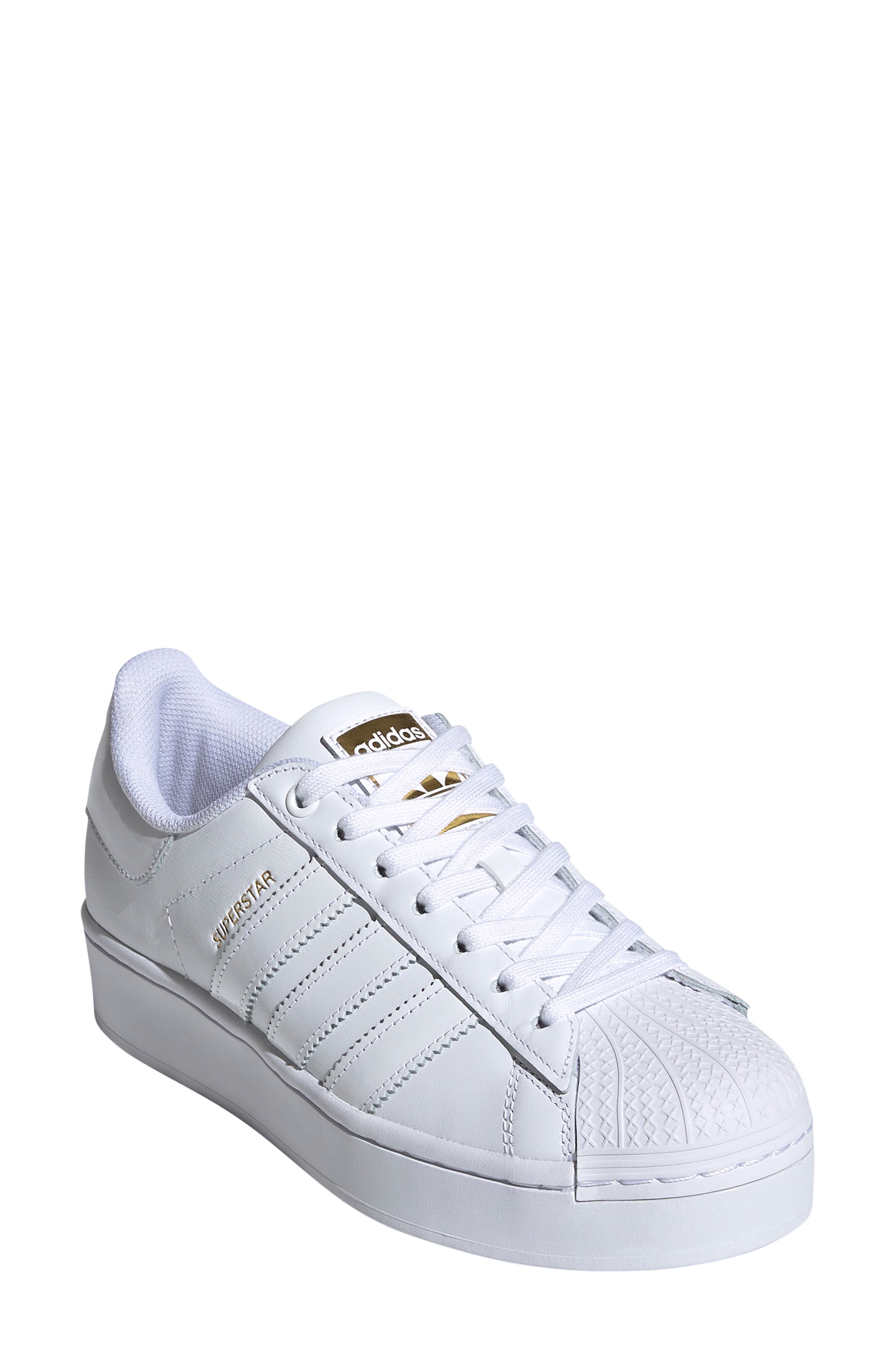 adidas white shoes with gold