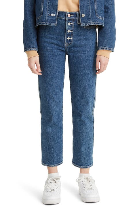 Women S Exposed Buttons High Waisted Jeans Nordstrom