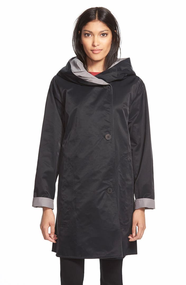 Eileen Fisher Hooded Asymmetrical Coat (Regular & Petite) | Nordstrom