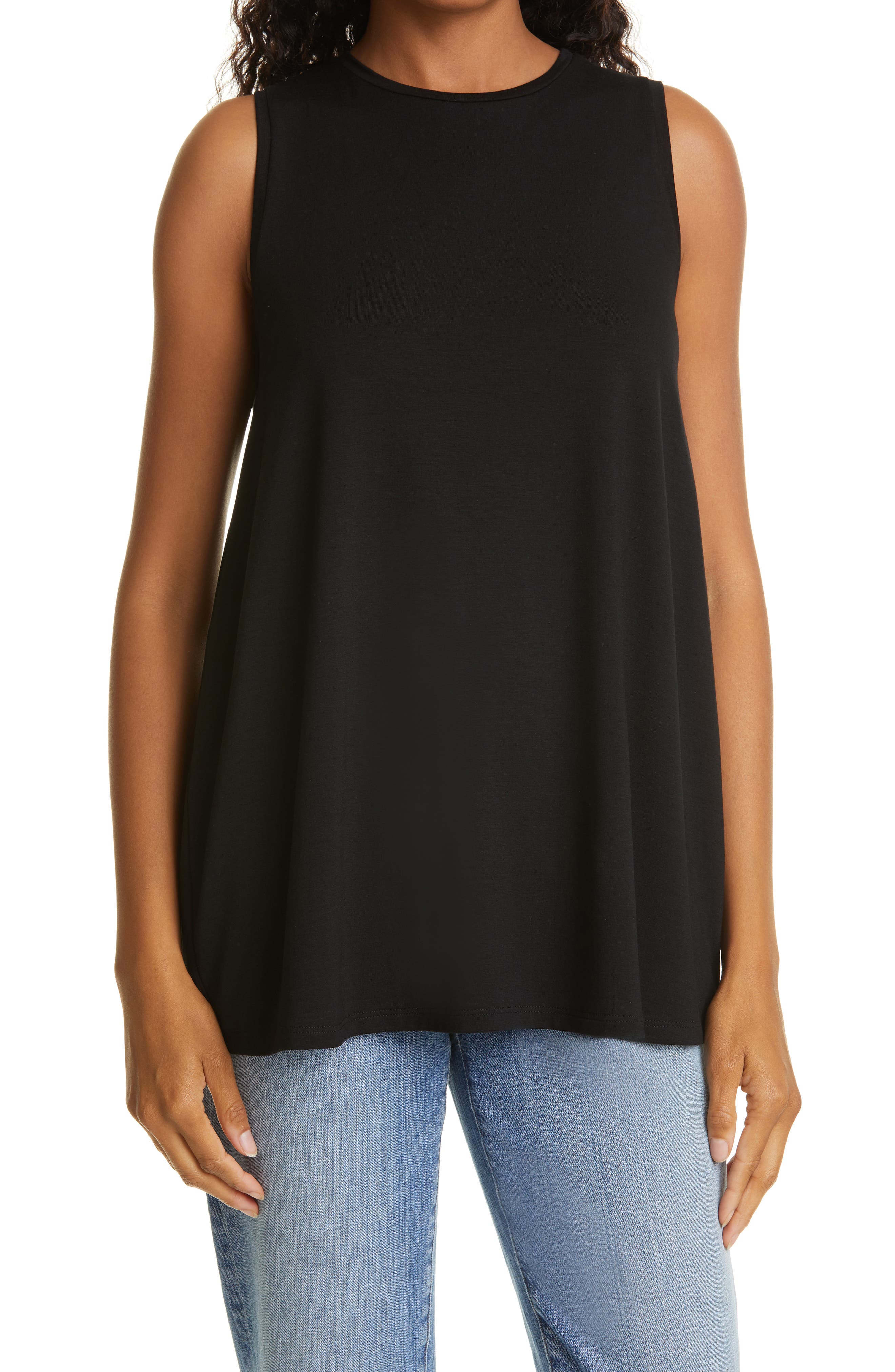 Women/'s organic top with a decorative cut Sleeveless blouse women Black cotton quilted top women