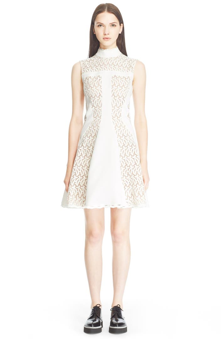 Alexander McQueen Fit & Flare Lace Inset Dress | Nordstrom