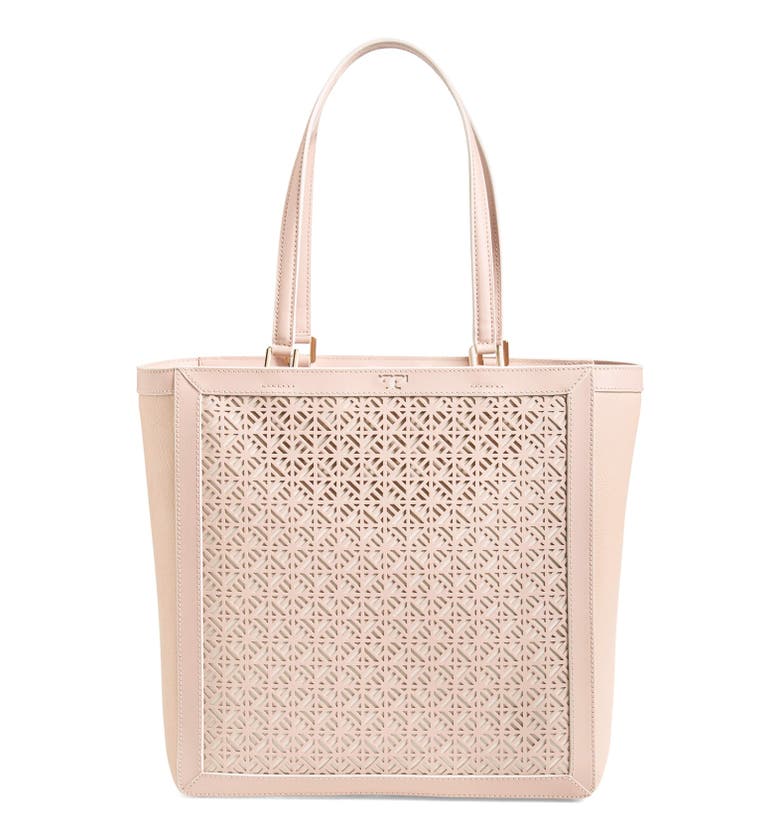 Tory Burch 'Fret T' Perforated Leather Tote | Nordstrom