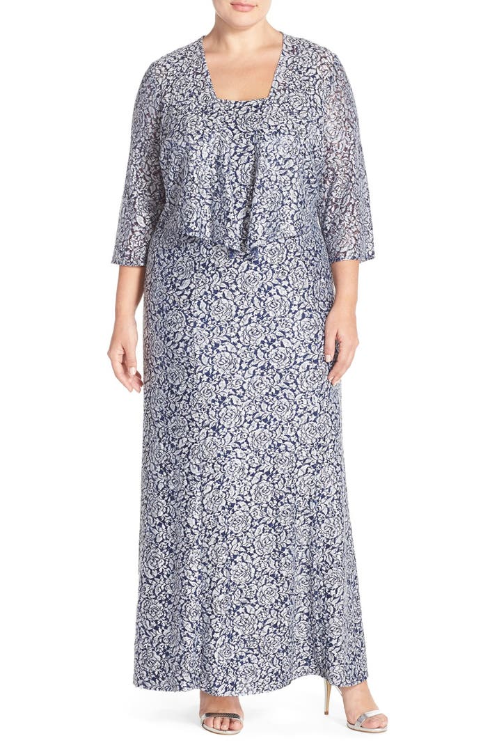Alex Evenings Sequin Lace Gown & Jacket (Plus Size) | Nordstrom