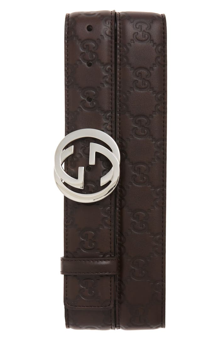 Gucci Logo Buckle Calfskin Leather Belt | Nordstrom