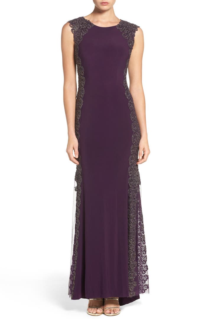Xscape Lace Sides Jersey Gown | Nordstrom