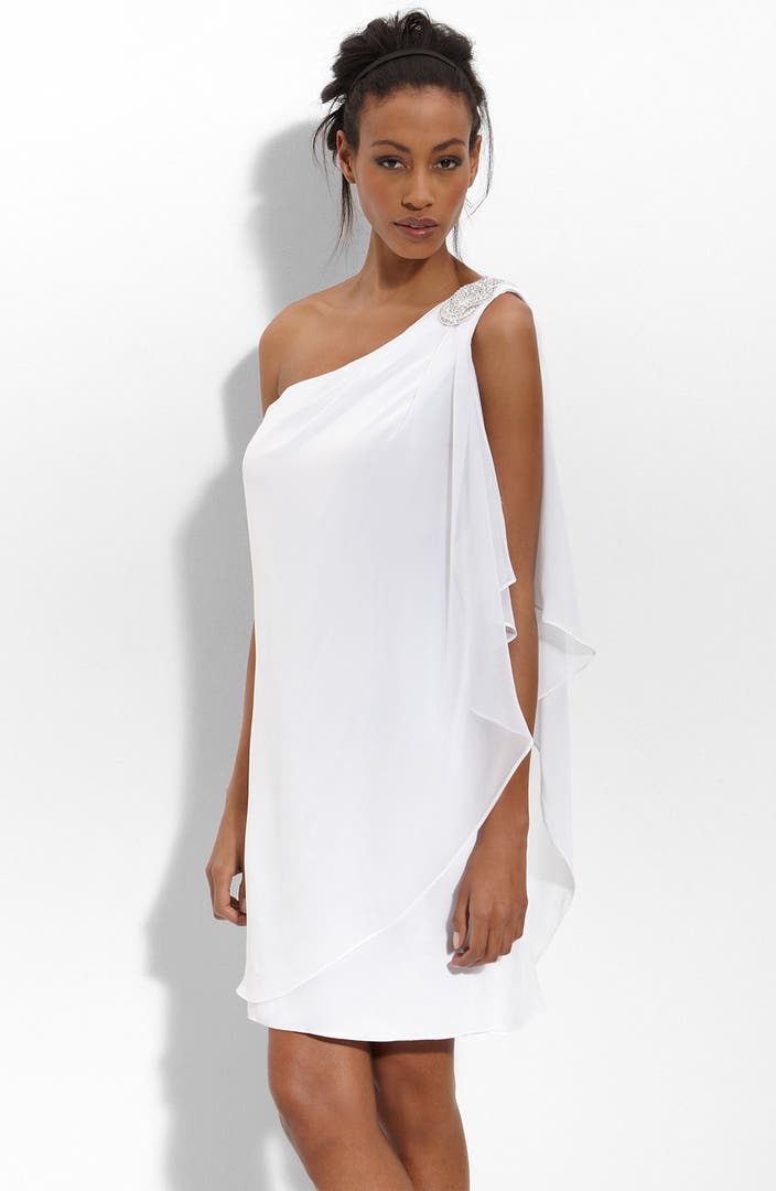 JS Boutique Embellished One-Shoulder Chiffon Dress | Nordstrom
