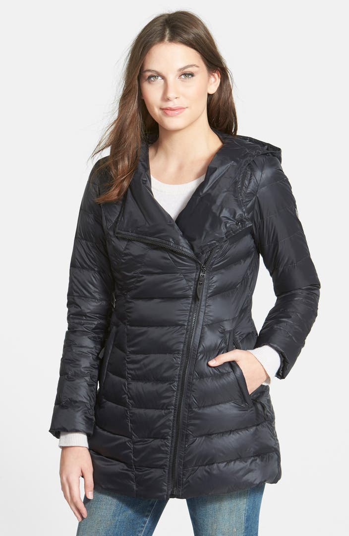 1 Madison Hooded Asymmetrical Front Zip Down Coat | Nordstrom