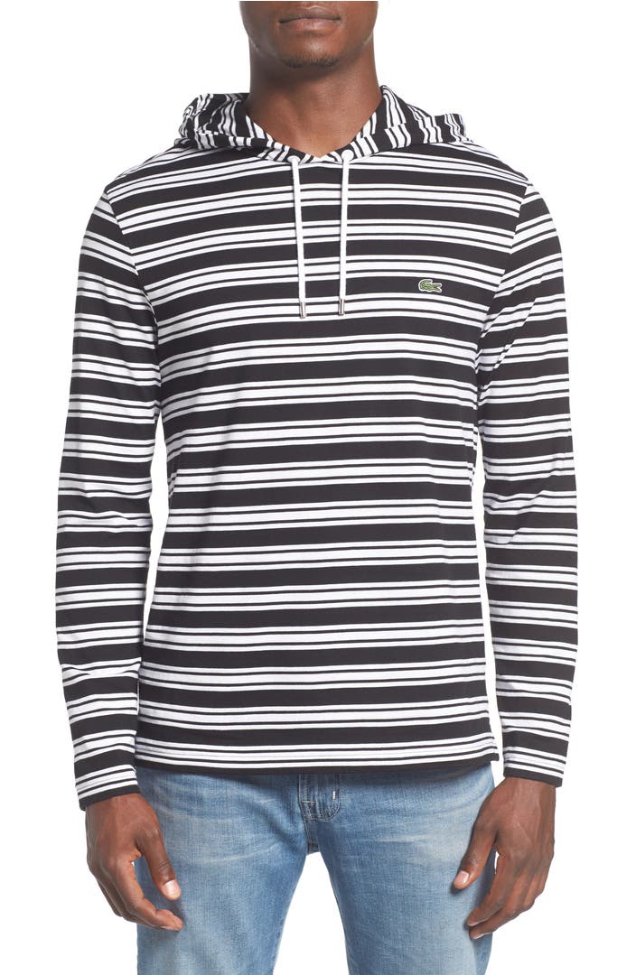 Lacoste Stripe Long Sleeve Hooded T-Shirt | Nordstrom