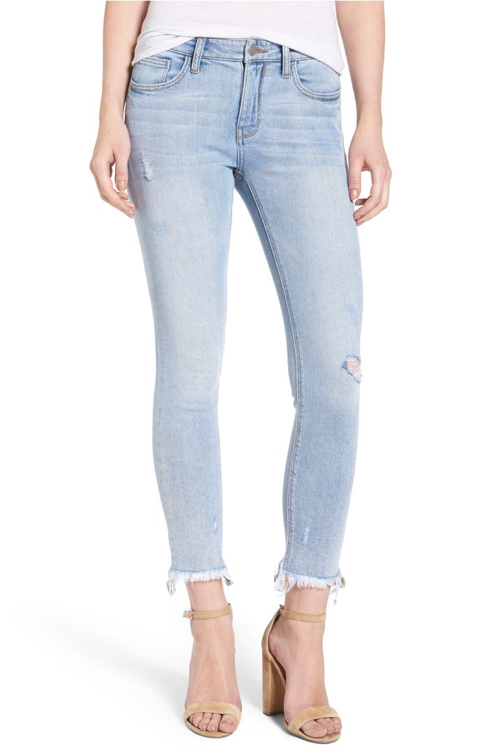 EVIDNT Frayed Hem Ankle Skinny Jeans | Nordstrom