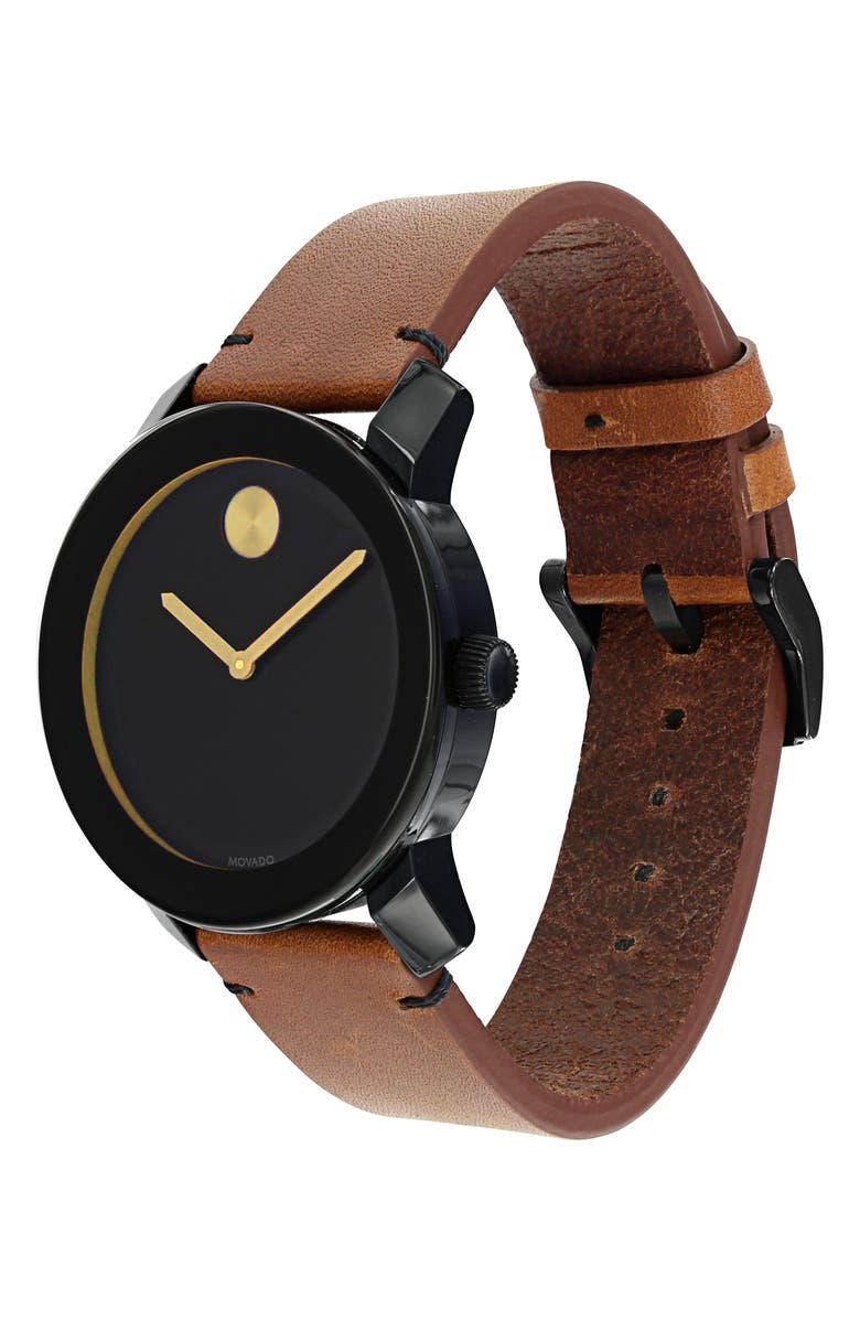 Movado Men S 42mm Large Bold Tr90 Watch With Leather Strap In