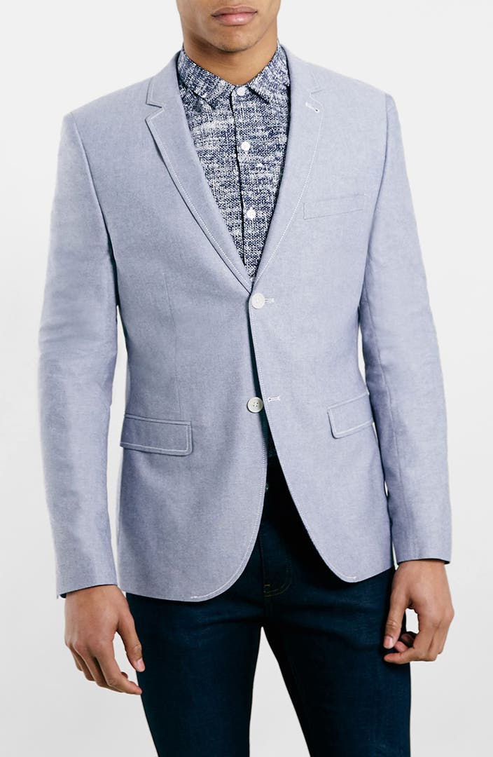 Topman Blue Oxford Skinny Fit Suit Jacket | Nordstrom