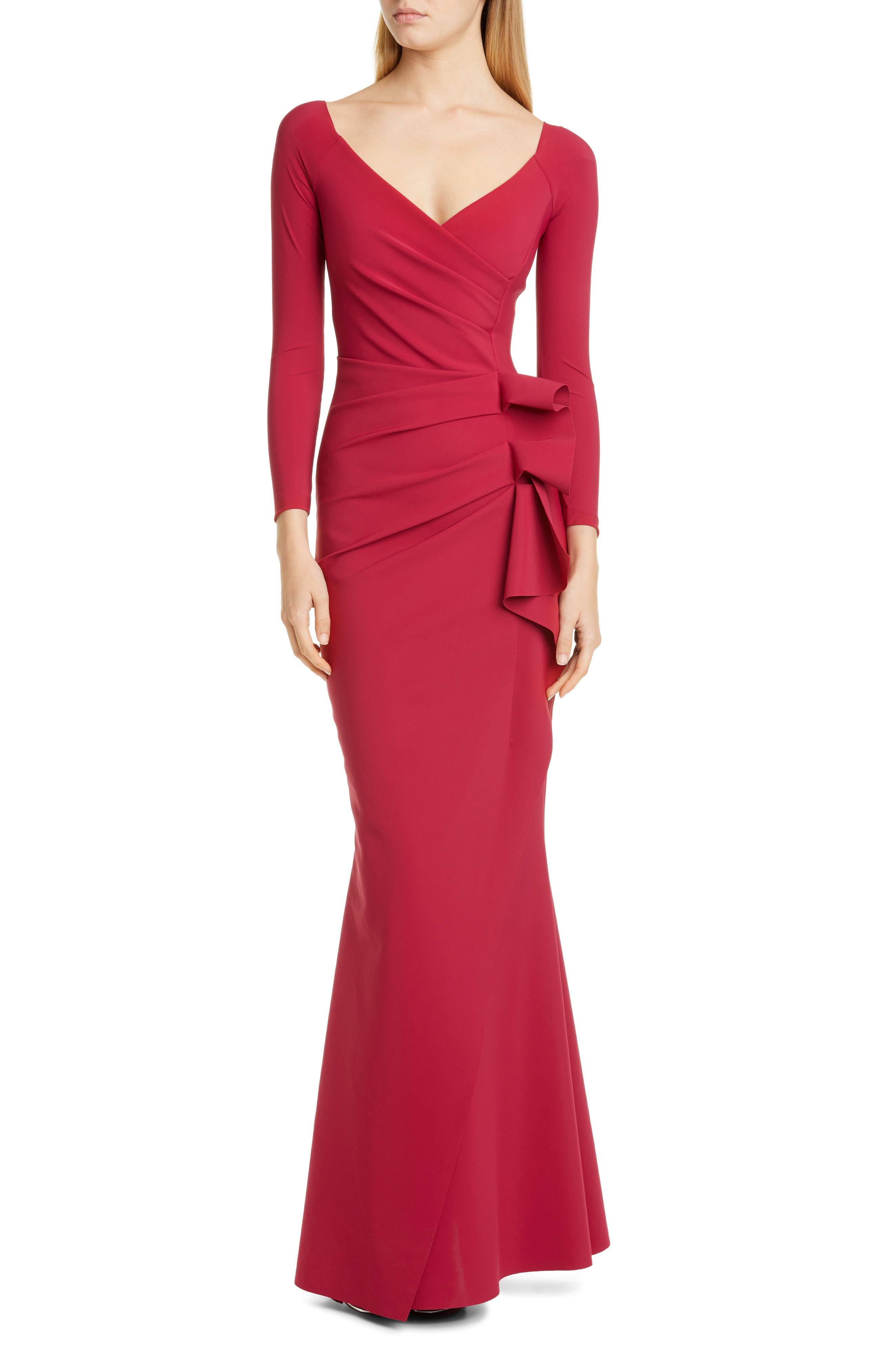 ruched evening gown