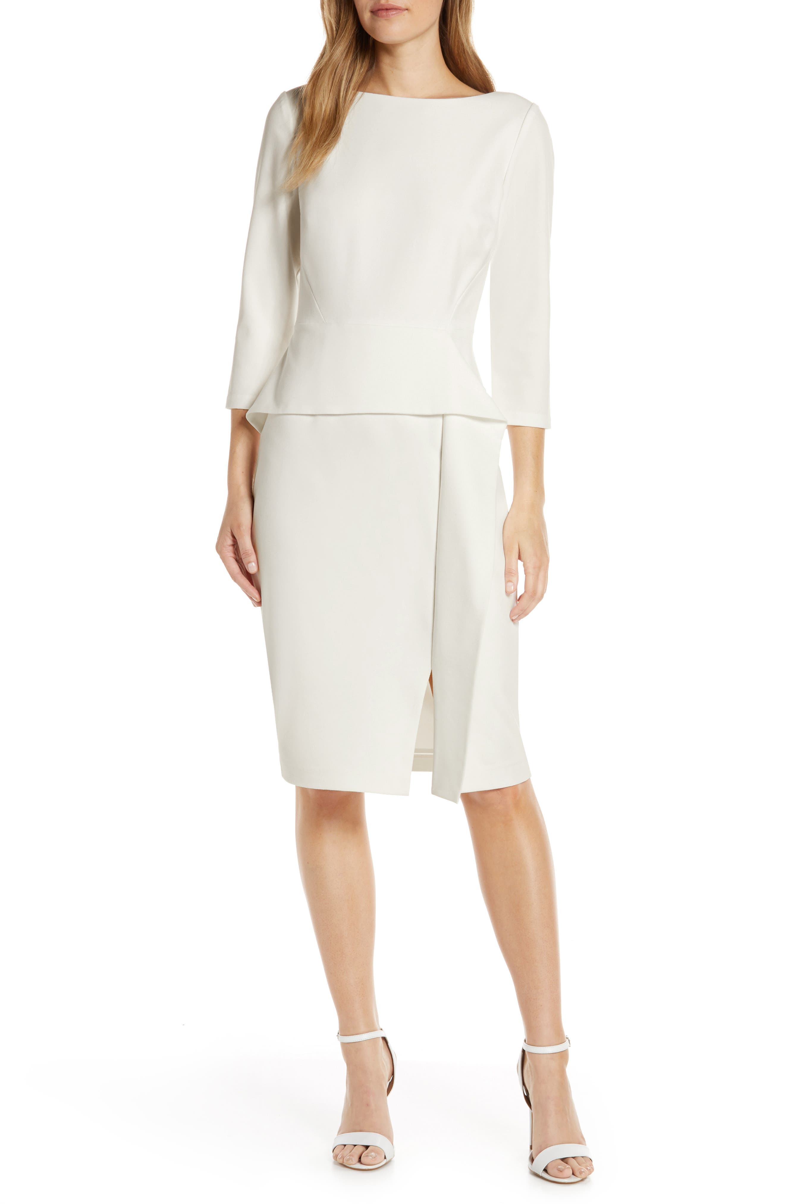 white peplum dress size 16
