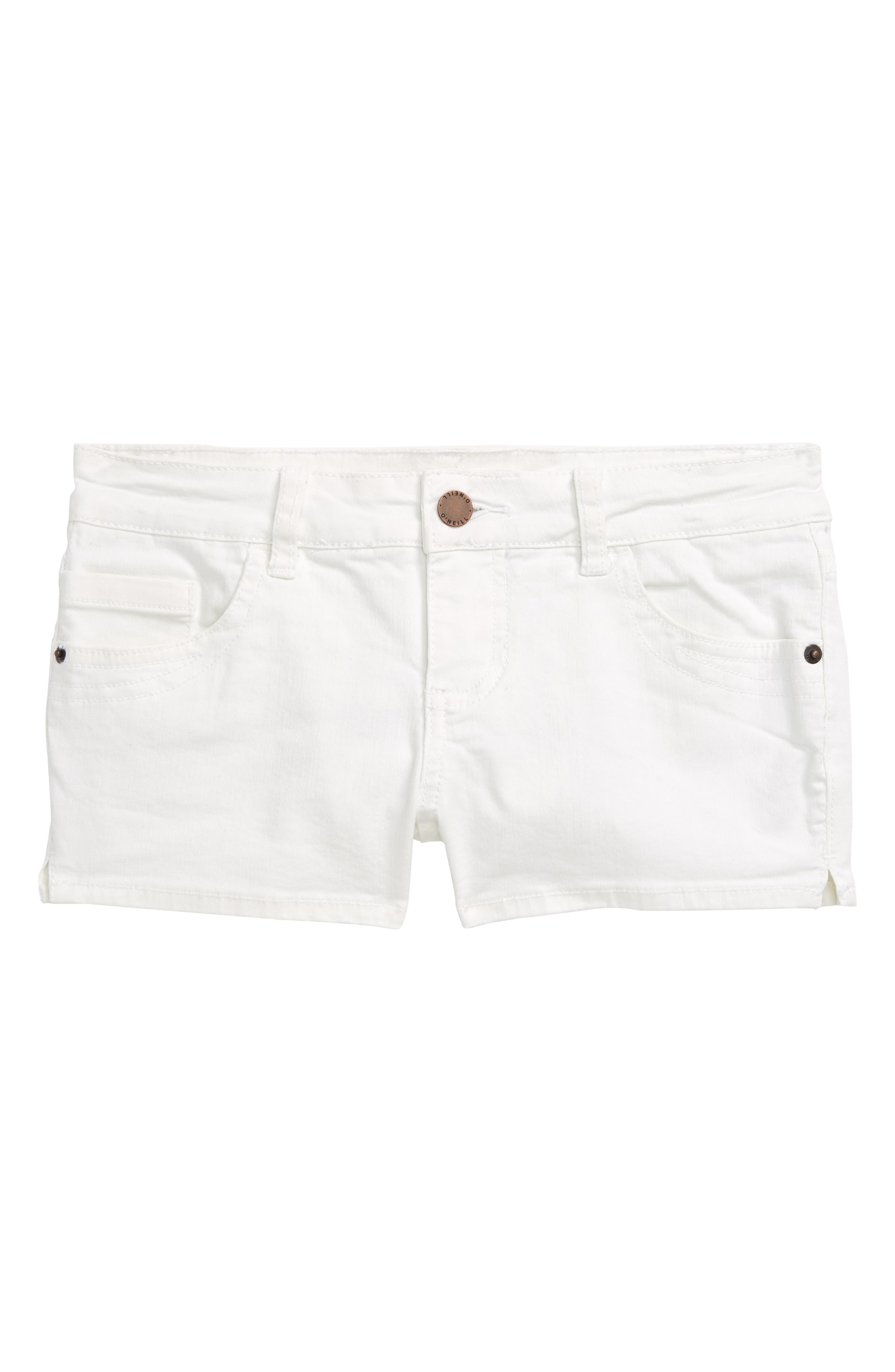 girls white jean shorts