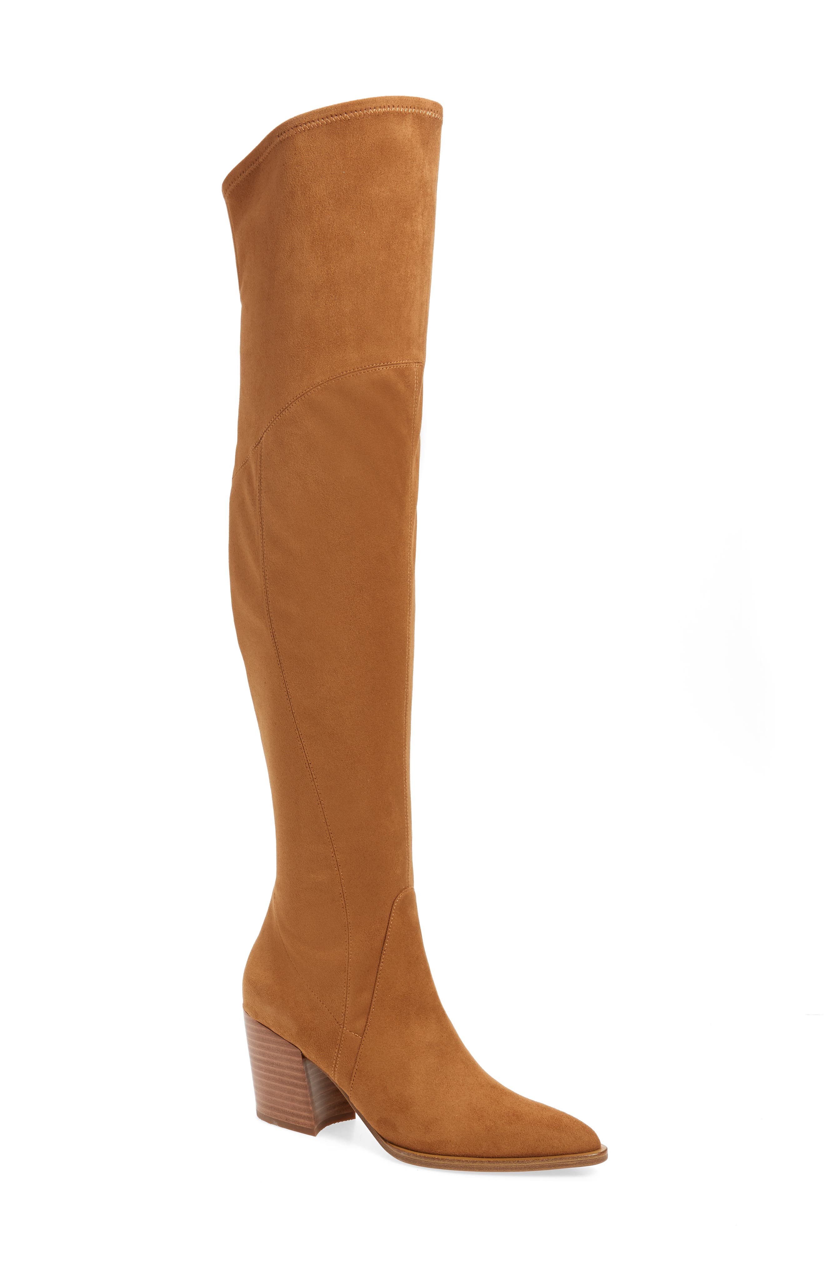 tan over the knee suede leather boots