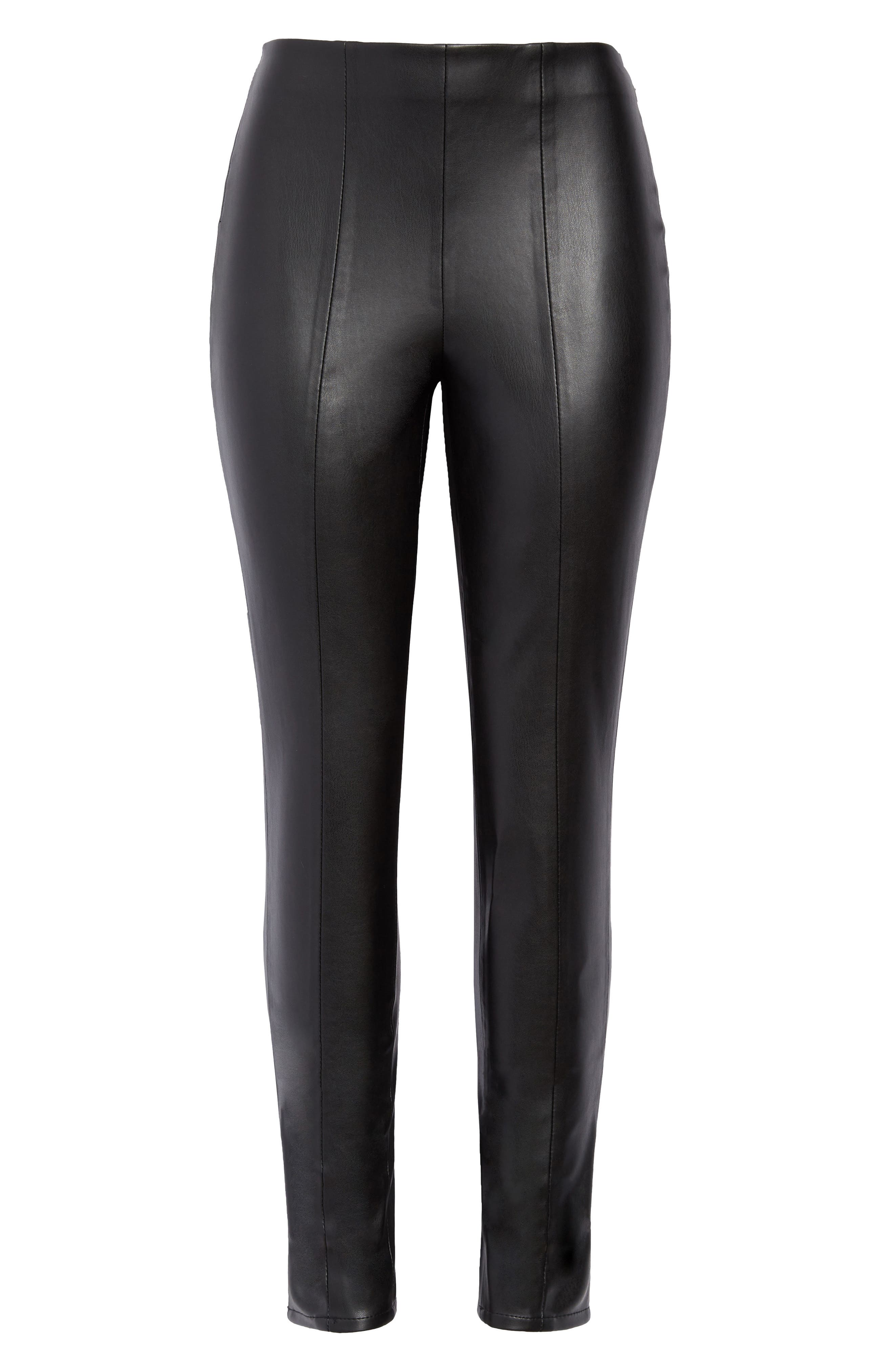 black faux leather jeggings