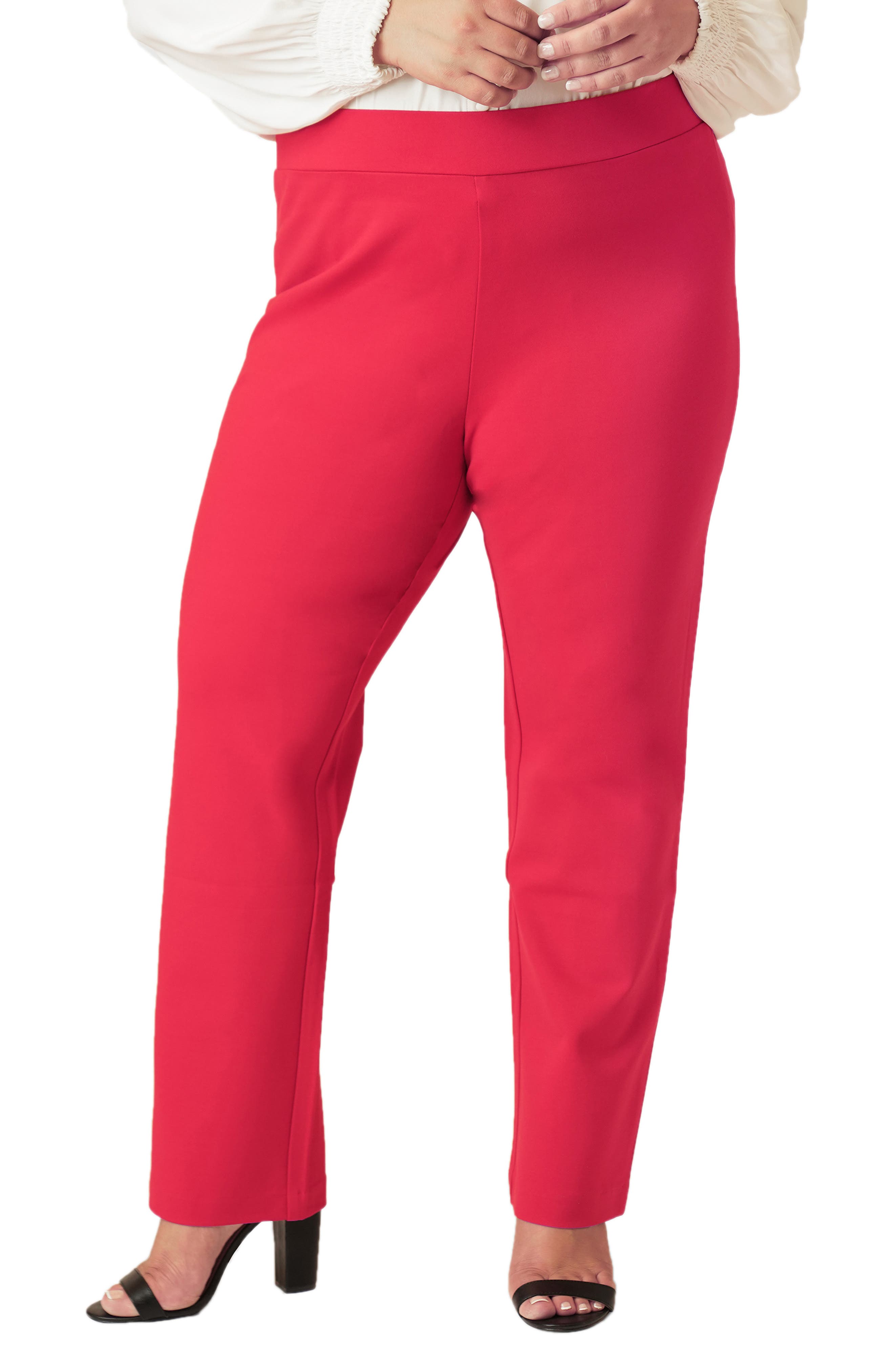 sapphire red stretch knit pants