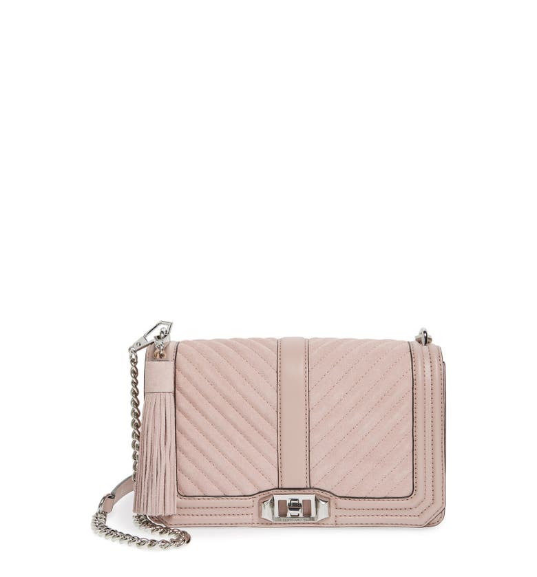 Rebecca Minkoff Quilted Love Suede Crossbody Bag with Tassel | Nordstrom