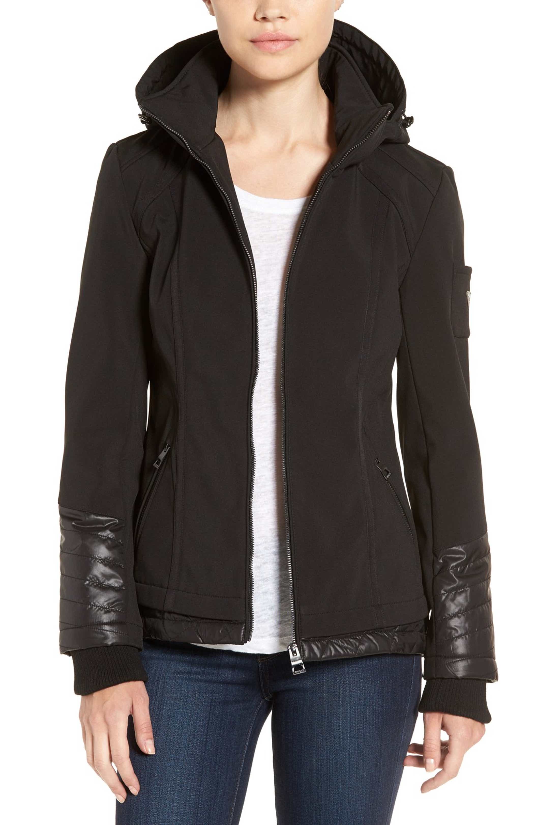 GUESS Water Resistant Hooded Soft Shell Jacket | Nordstrom