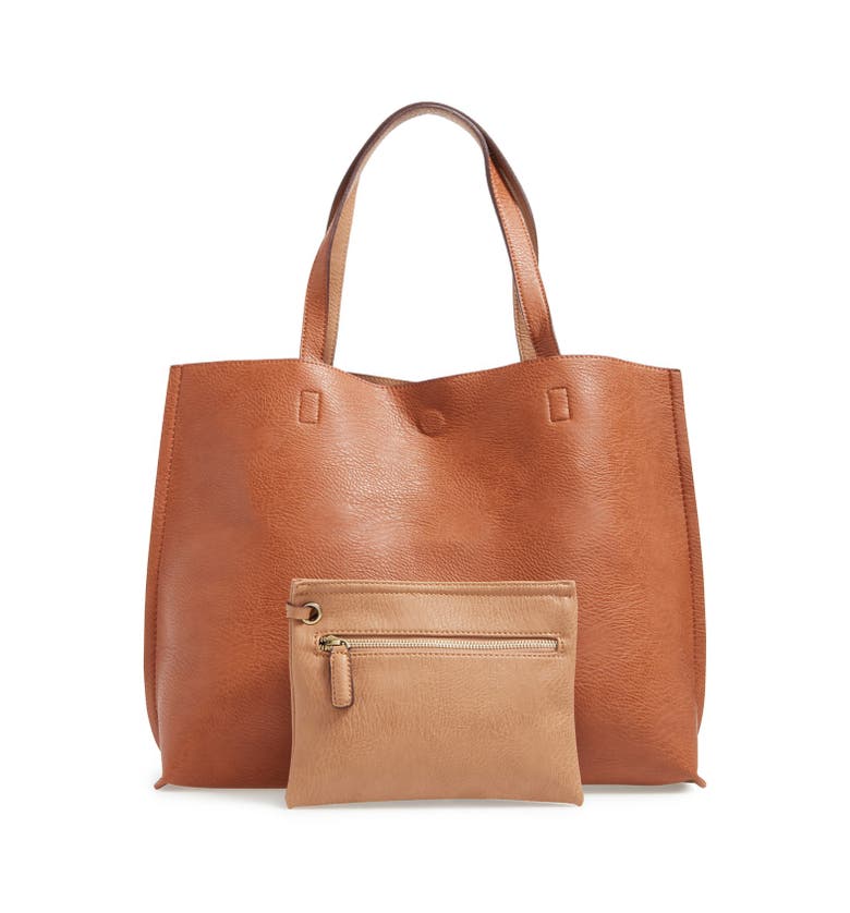 Main Image - Street Level Reversible Faux Leather Tote & Wristlet