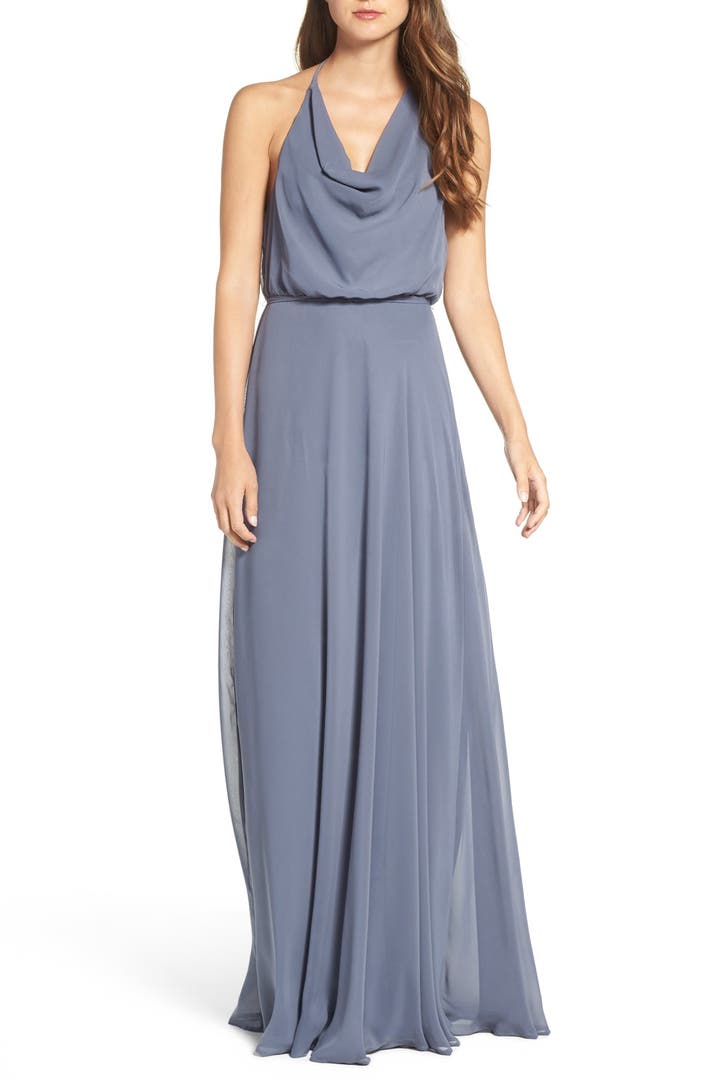 nouvelle AMSALE 'Alyssa' Cowl Neck Chiffon Halter Gown | Nordstrom