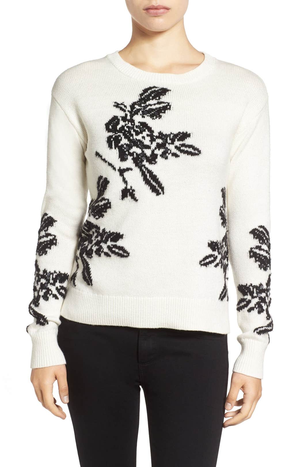 Halogen® Floral Intarsia Knit Sweater | Nordstrom
