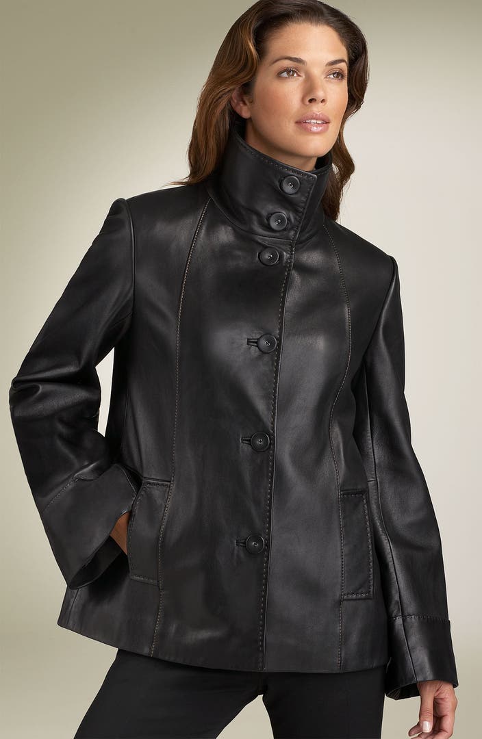 Jones New York Leather Swing Coat | Nordstrom