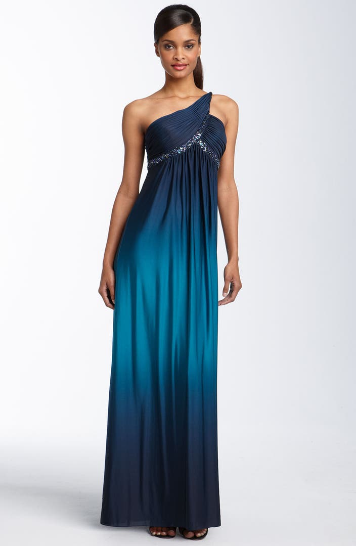 Adrianna Papell One Shoulder Beaded Jersey Gown | Nordstrom
