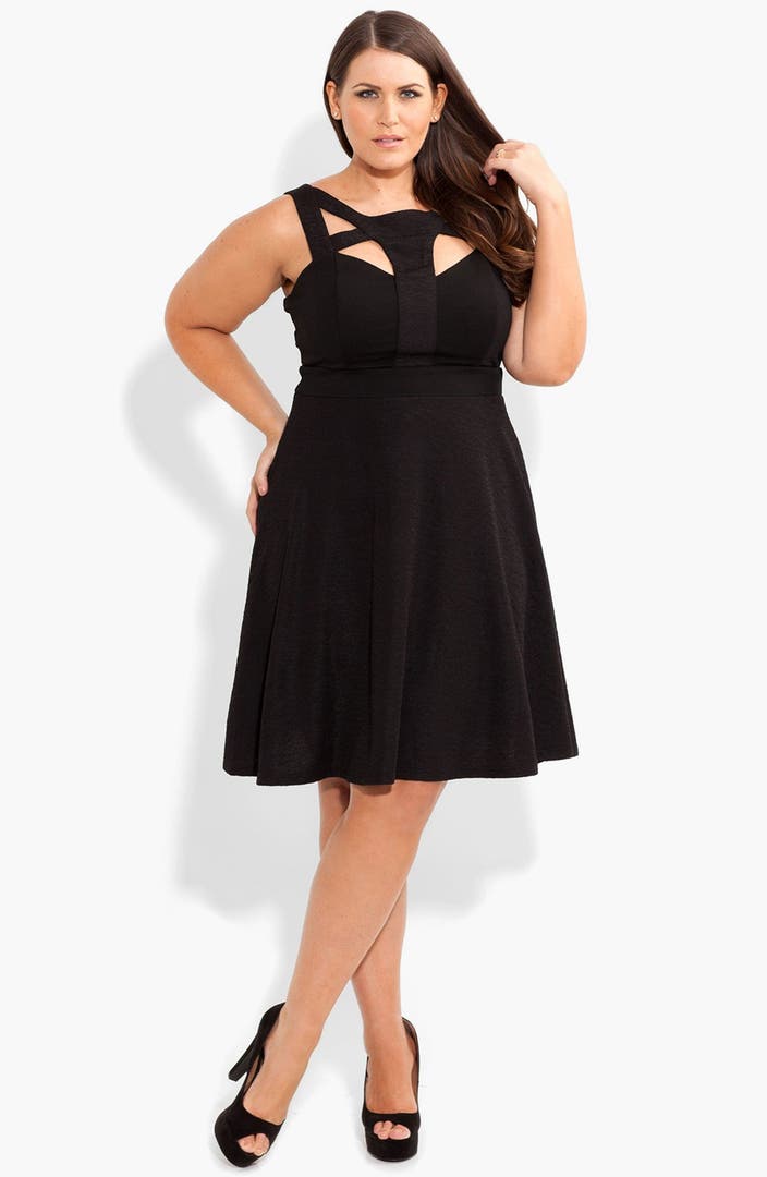 City Chic Cutout Textured Fit & Flare Dress (Plus Size) | Nordstrom