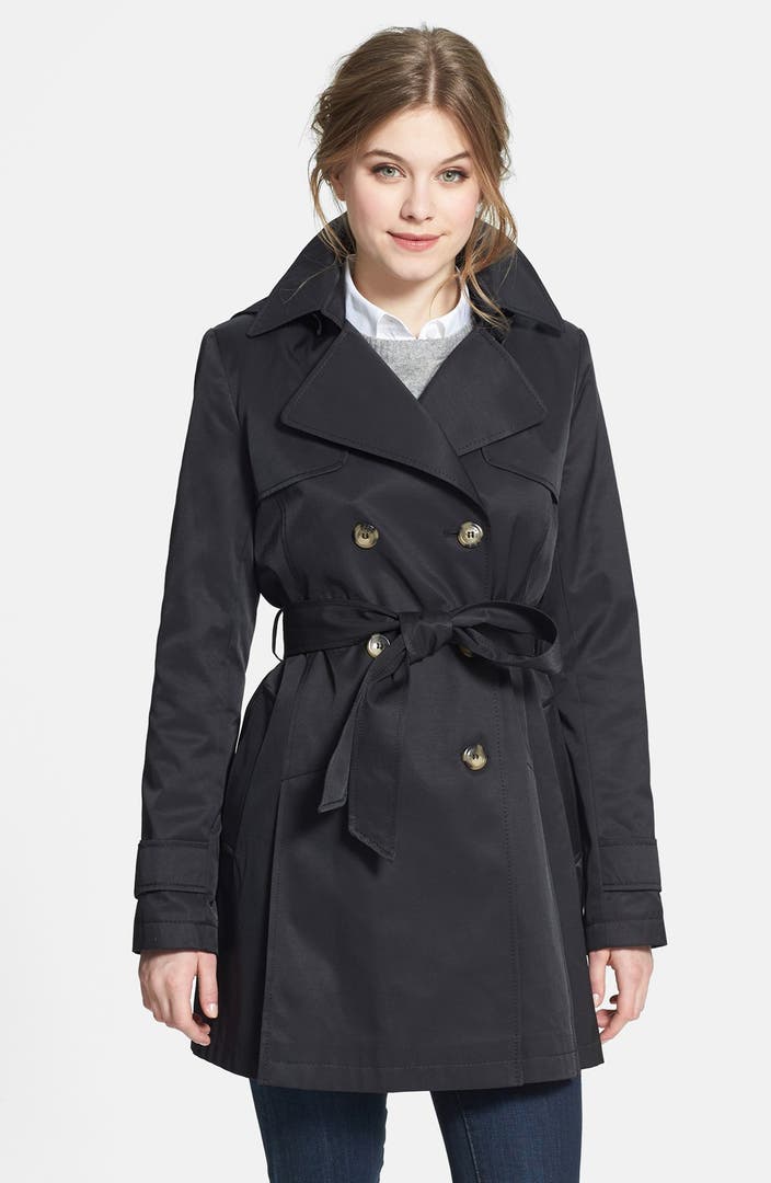 DKNY 'Abby' Double Breasted Hooded Trench Coat (Regular & Petite ...