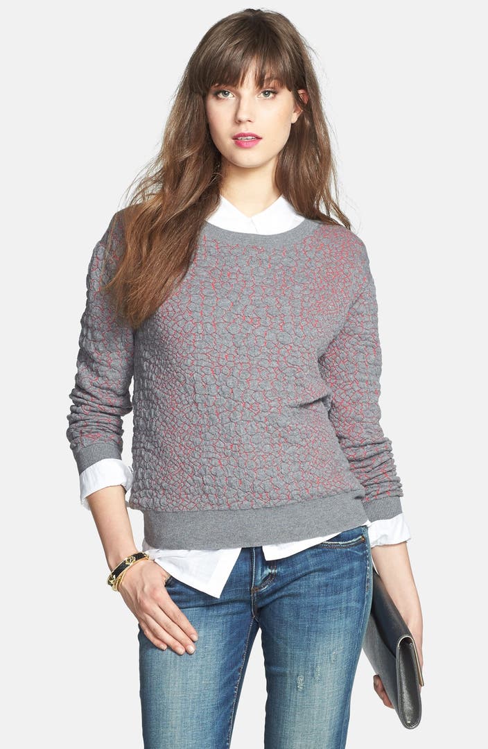 Halogen® Textured Jacquard Sweater (Regular & Petite) | Nordstrom