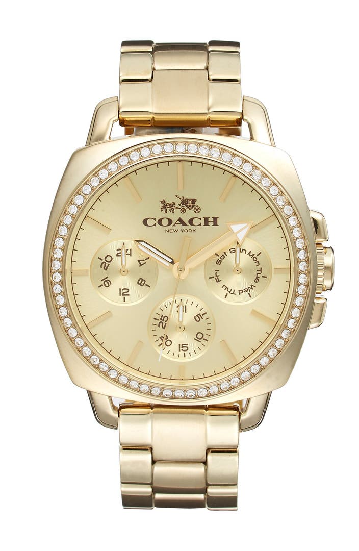 COACH 'Boyfriend' Crystal Bezel Bracelet Watch, 40mm | Nordstrom