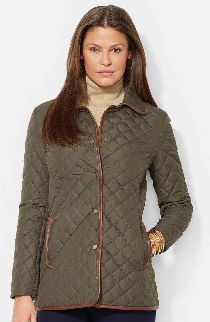 Lauren Ralph Lauren Faux Leather Trim Quilted Jacket | Nordstrom