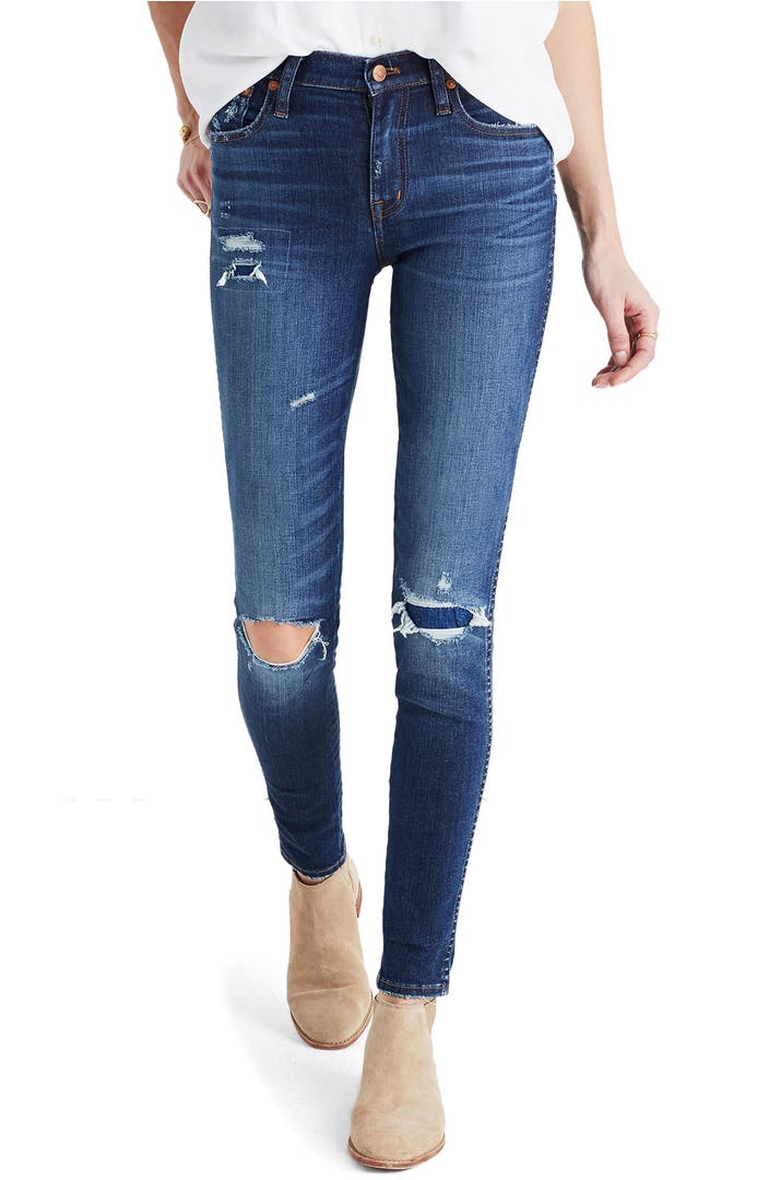 Madewell High 9-Inch High-Rise Skinny Jeans: Ripped and Patched Edition ...